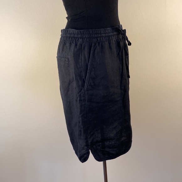 LORD and Taylor linen skirt navy blue slits scalloped hem pockets size small - Picture 4 of 14
